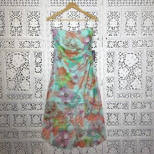 NWT‎ Teeze Me Colorful Strapless Mesh Asymmetric Dress Sz M/L Y2K Fairy Coquette